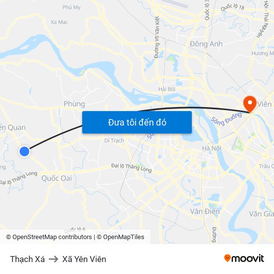 Thạch Xá to Xã Yên Viên map