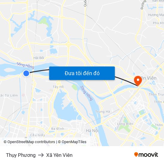 Thụy Phương to Xã Yên Viên map