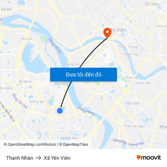 Thanh Nhàn to Xã Yên Viên map