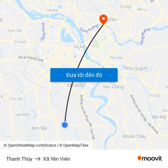 Thanh Thùy to Xã Yên Viên map