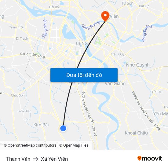 Thanh Văn to Xã Yên Viên map