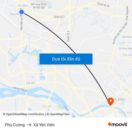 Phú Cường to Xã Yên Viên map