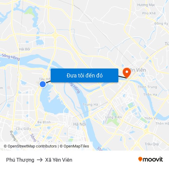 Phú Thượng to Xã Yên Viên map