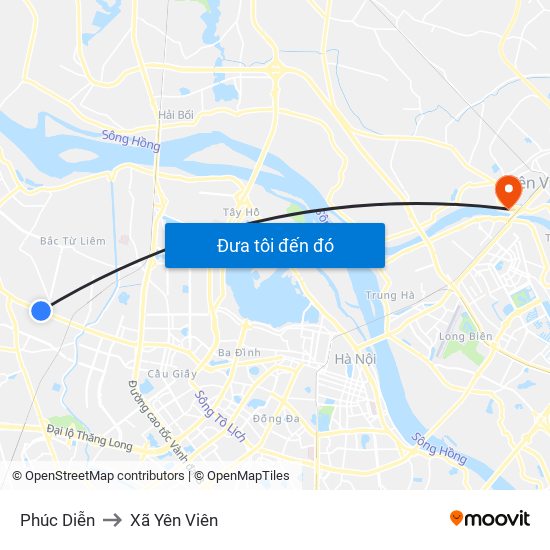 Phúc Diễn to Xã Yên Viên map