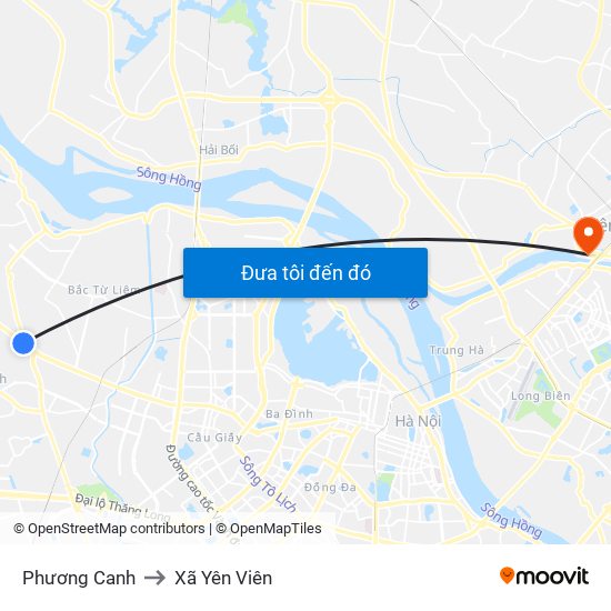 Phương Canh to Xã Yên Viên map