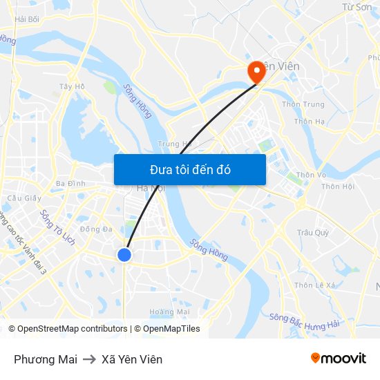 Phương Mai to Xã Yên Viên map