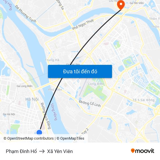 Phạm Đình Hổ to Xã Yên Viên map