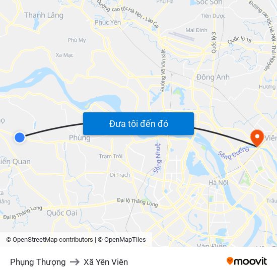 Phụng Thượng to Xã Yên Viên map