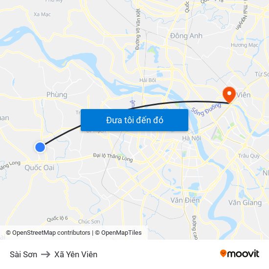 Sài Sơn to Xã Yên Viên map