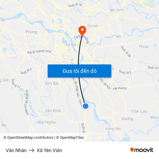 Văn Nhân to Xã Yên Viên map