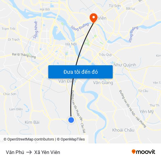 Văn Phú to Xã Yên Viên map