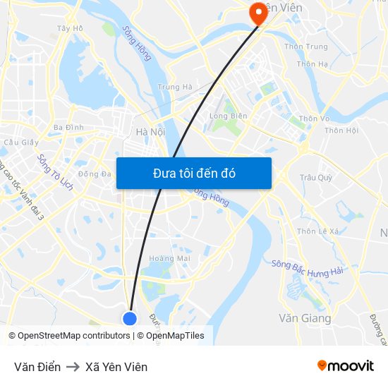 Văn Điển to Xã Yên Viên map