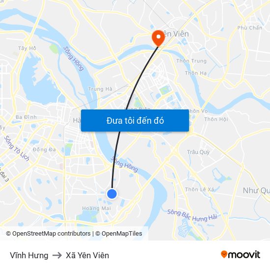 Vĩnh Hưng to Xã Yên Viên map