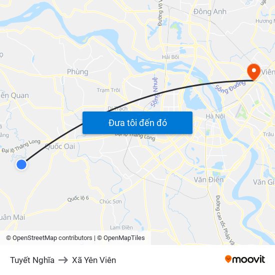 Tuyết Nghĩa to Xã Yên Viên map