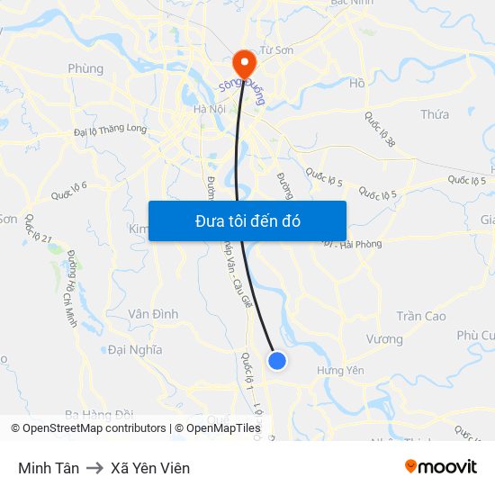 Minh Tân to Xã Yên Viên map