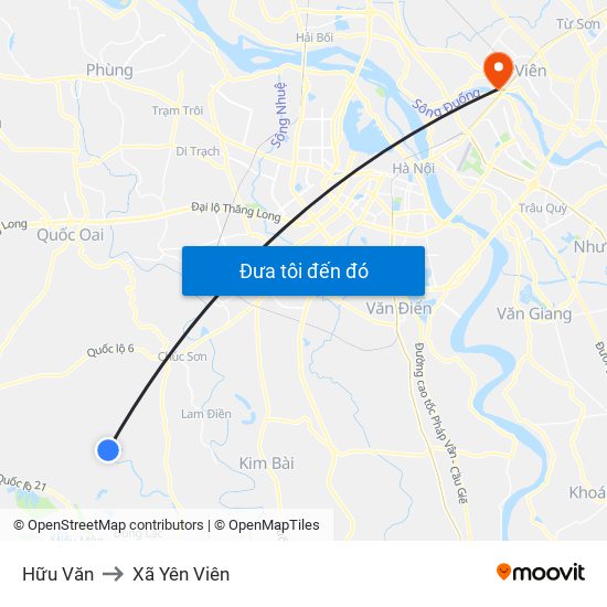 Hữu Văn to Xã Yên Viên map