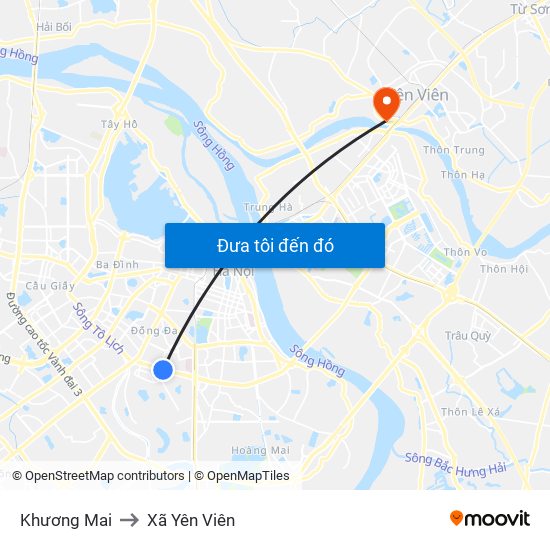 Khương Mai to Xã Yên Viên map