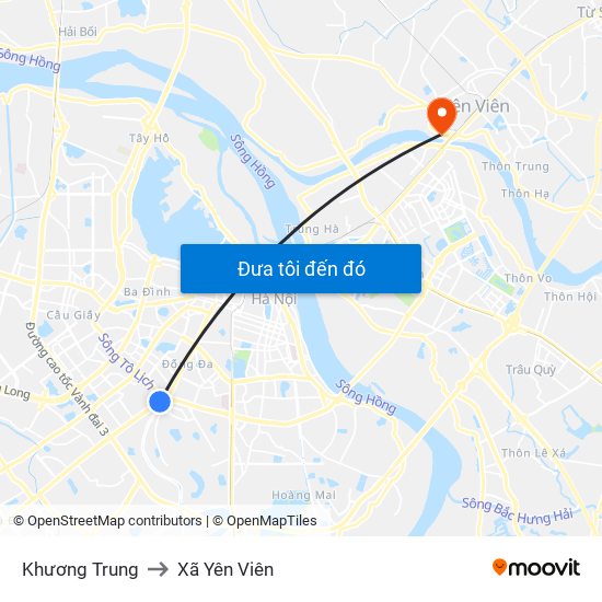 Khương Trung to Xã Yên Viên map