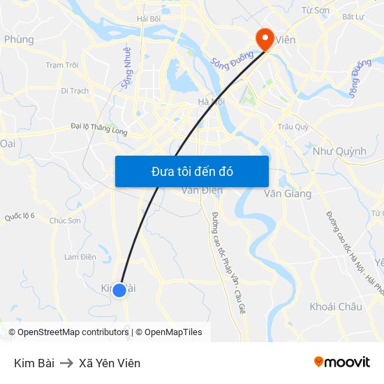 Kim Bài to Xã Yên Viên map
