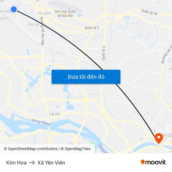 Kim Hoa to Xã Yên Viên map