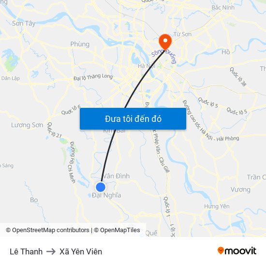 Lê Thanh to Xã Yên Viên map