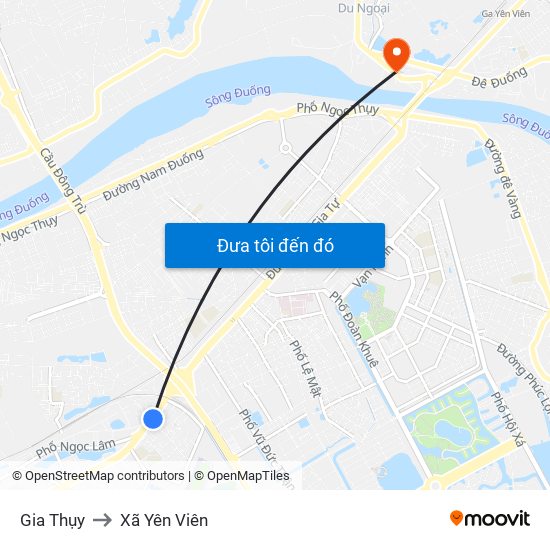 Gia Thụy to Xã Yên Viên map