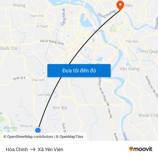 Hòa Chính to Xã Yên Viên map