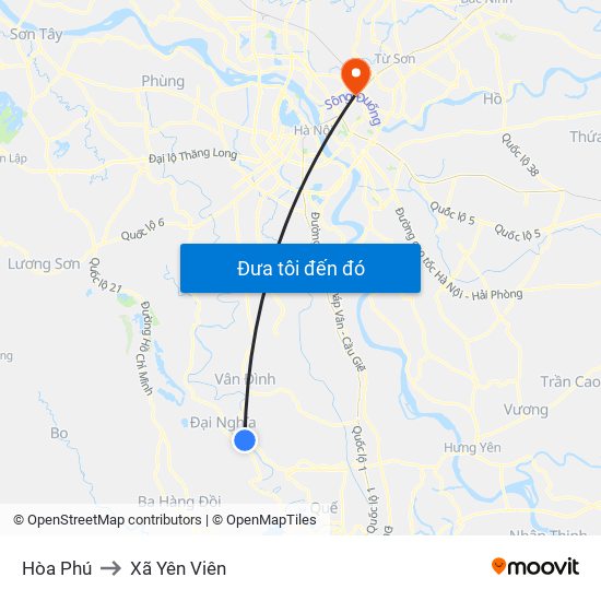 Hòa Phú to Xã Yên Viên map