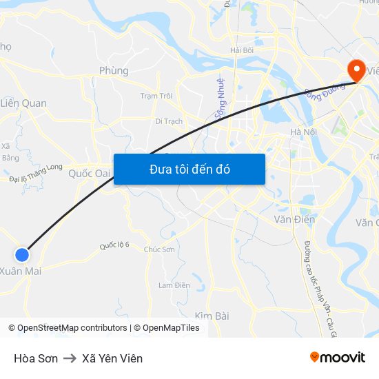 Hòa Sơn to Xã Yên Viên map