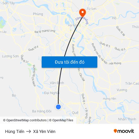 Hùng Tiến to Xã Yên Viên map