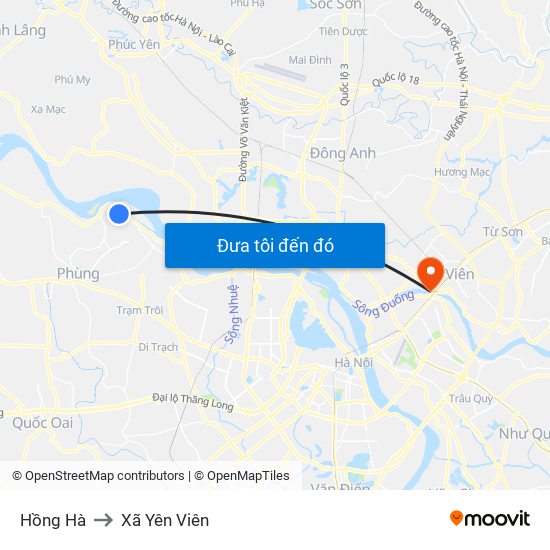 Hồng Hà to Xã Yên Viên map