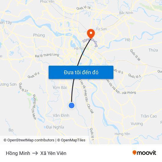 Hồng Minh to Xã Yên Viên map