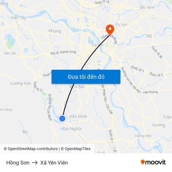 Hồng Sơn to Xã Yên Viên map