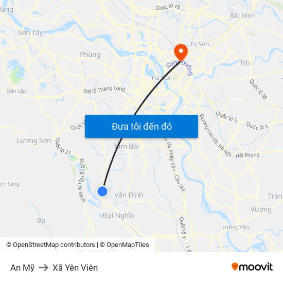 An Mỹ to Xã Yên Viên map