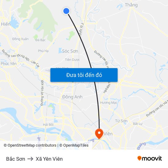 Bắc Sơn to Xã Yên Viên map