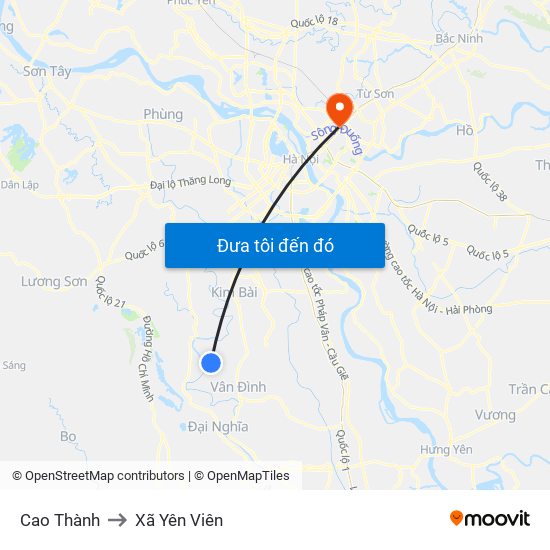 Cao Thành to Xã Yên Viên map