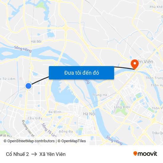 Cổ Nhuế 2 to Xã Yên Viên map