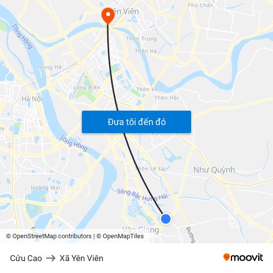 Cửu Cao to Xã Yên Viên map