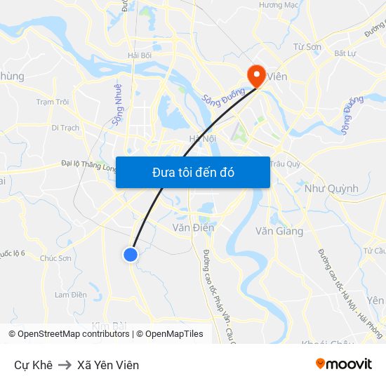 Cự Khê to Xã Yên Viên map