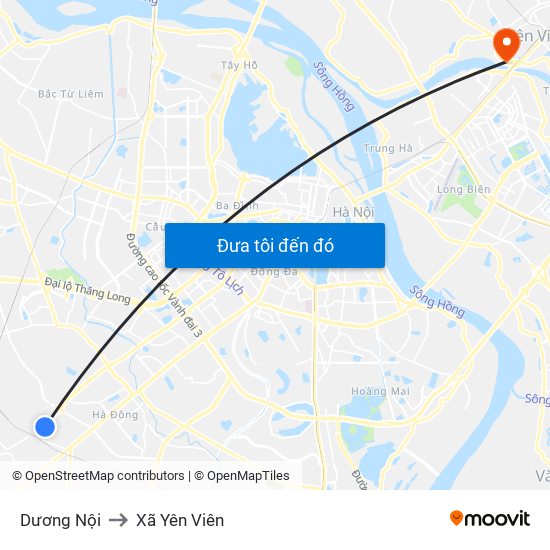 Dương Nội to Xã Yên Viên map