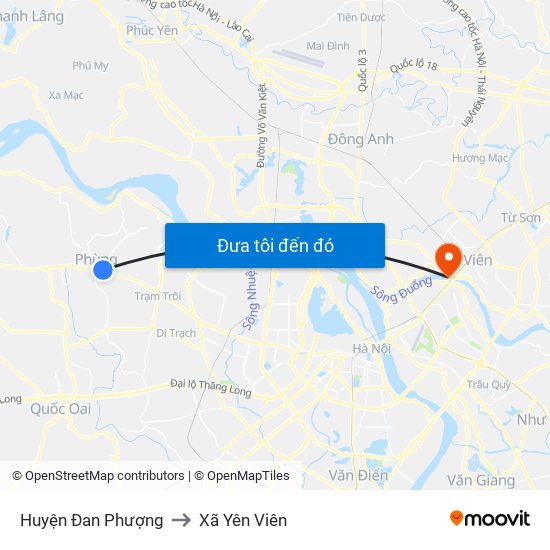 Huyện Đan Phượng to Xã Yên Viên map