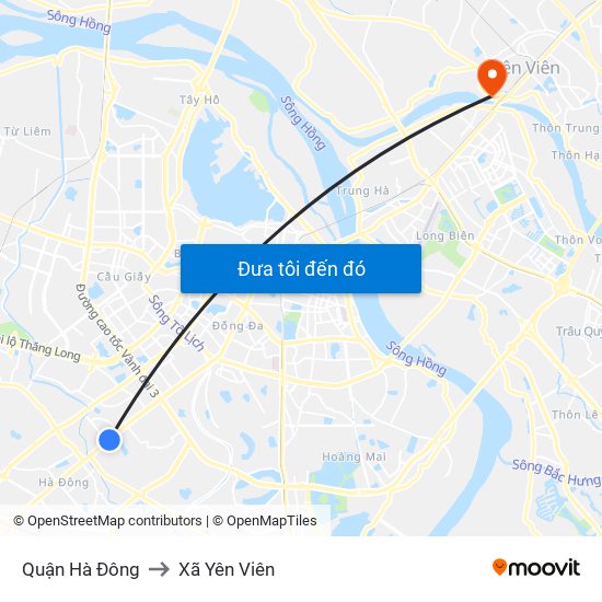 Quận Hà Đông to Xã Yên Viên map