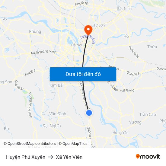 Huyện Phú Xuyên to Xã Yên Viên map