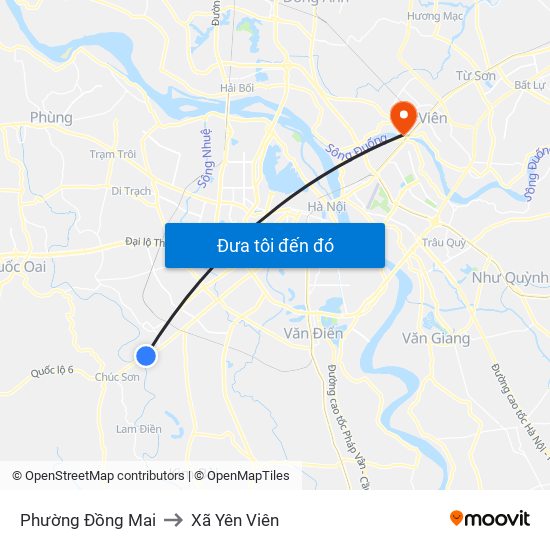Phường Đồng Mai to Xã Yên Viên map