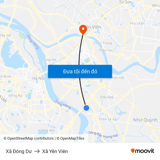 Xã Đông Dư to Xã Yên Viên map