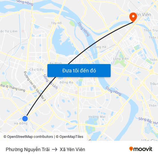 Phường Nguyễn Trãi to Xã Yên Viên map