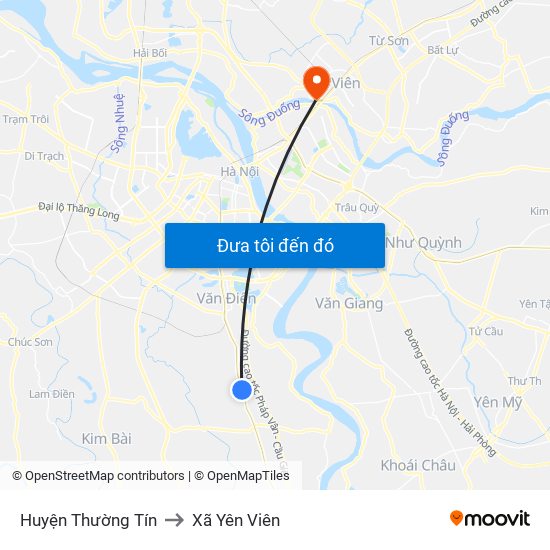 Huyện Thường Tín to Xã Yên Viên map