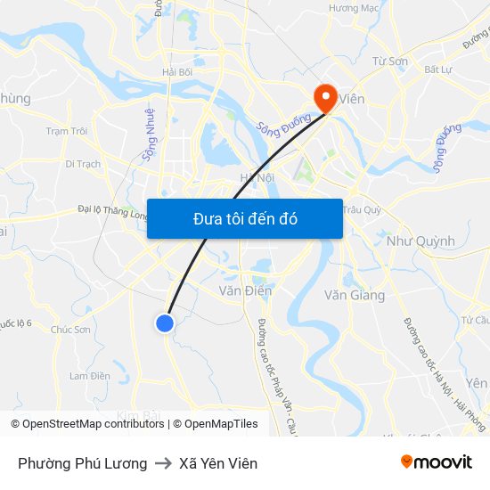 Phường Phú Lương to Xã Yên Viên map