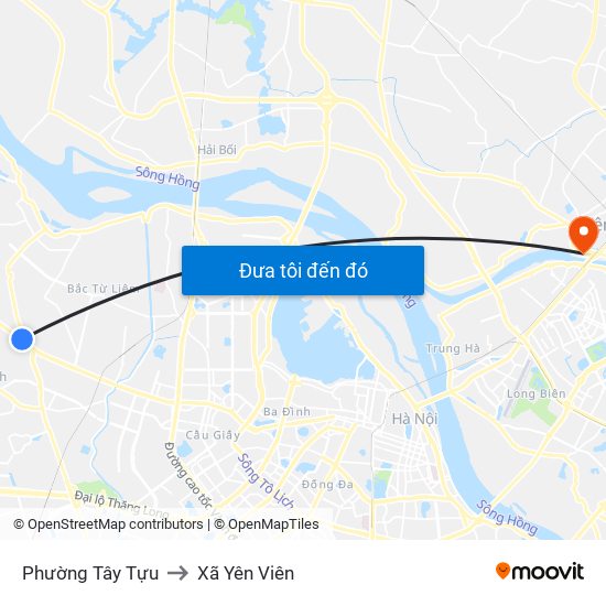 Phường Tây Tựu to Xã Yên Viên map