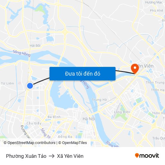 Phường Xuân Tảo to Xã Yên Viên map